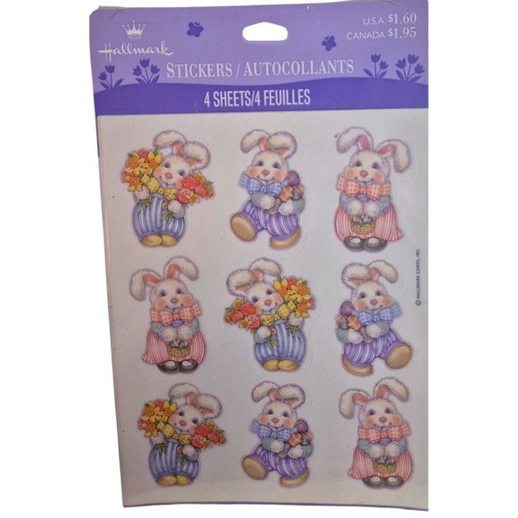 Hallmark Vintage Easter Bunny Sticker Sheets 4 Pack 7LW7294 Multicolor - Picture 2 of 6